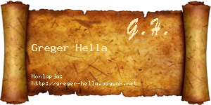 Greger Hella névjegykártya